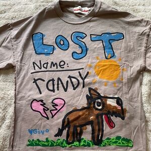 b2ss Oversized Brown Graphic Tee with Dog Print